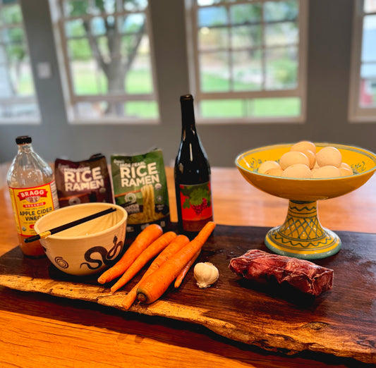 Instant Ramen with Bison & Charred Summer Veggies